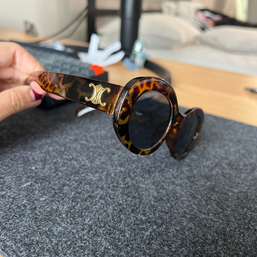 Tortoise Shell Sunglasses with Silver Accent